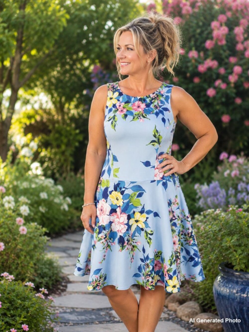 Speechless Blue Floral Sleeveless Dress Size 13 NWT